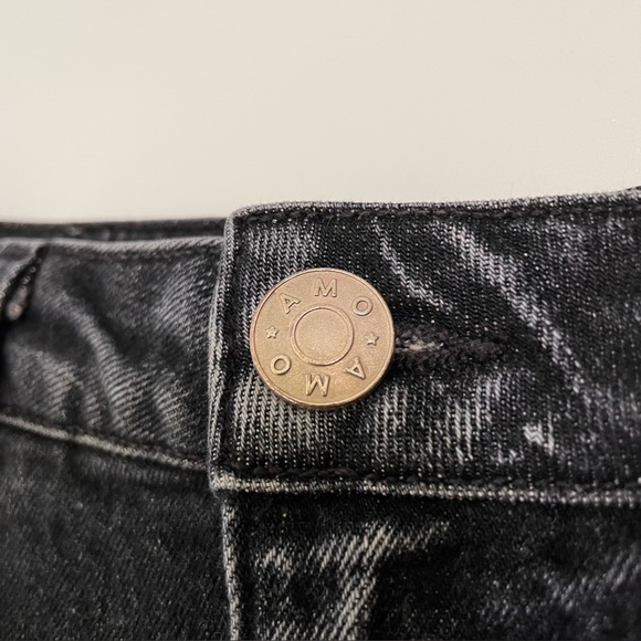 AMO Ava Crop Wide Leg Jeans High Waist Released Hem Raven Washed Black 29 - Picture 11 of 16